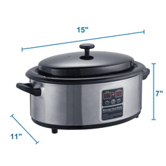 Master Massage 6 Qt LED hot stone warmer during-use view showing adjustable temperature range