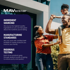 GMP manufacturing seal on MAV Nutrition packaging