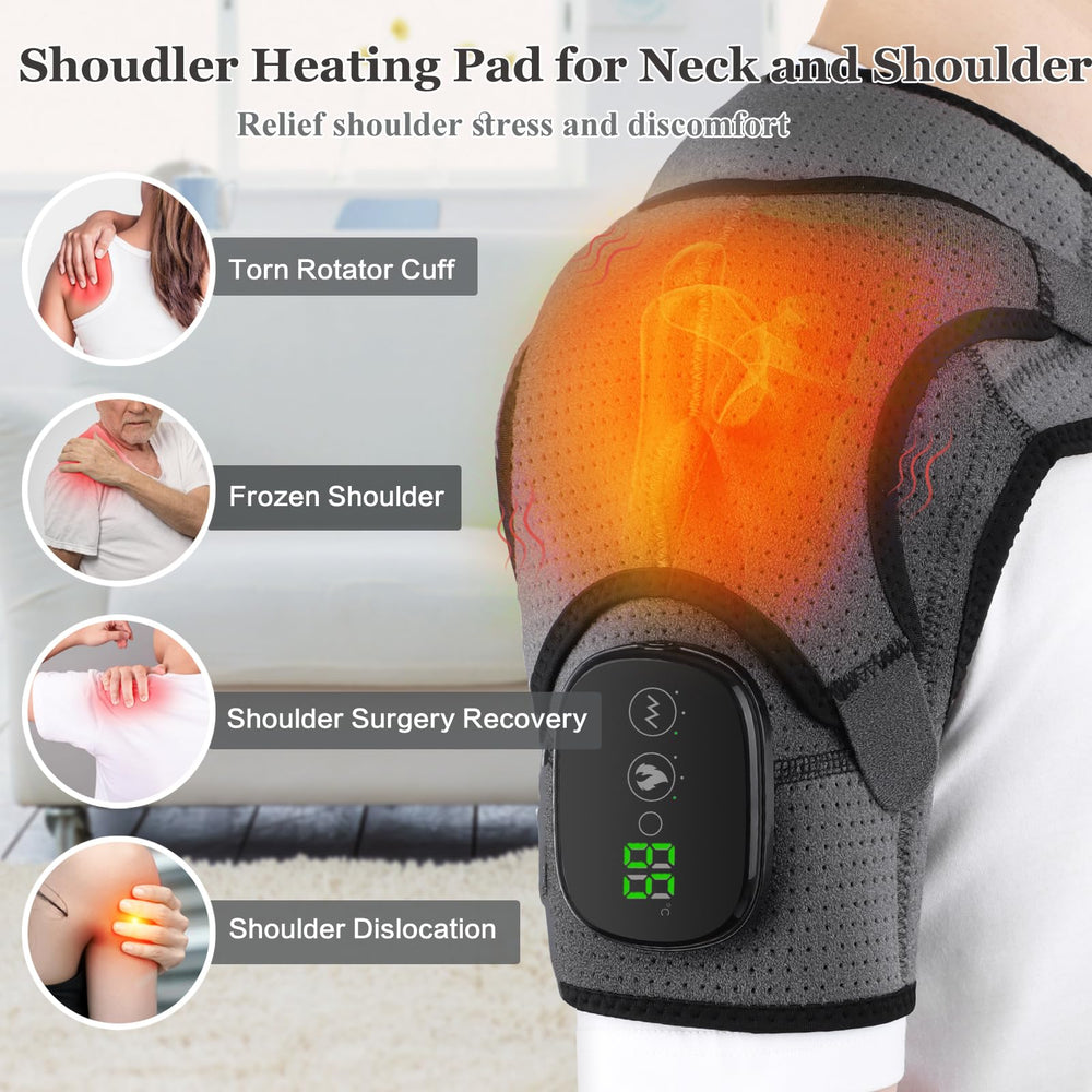 MAVLLY heated shoulder wrap back view highlights breathable neoprene for comfort.