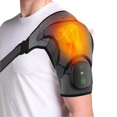 MAVLLY heated shoulder wrap front view showing adjustable strap for universal fit.