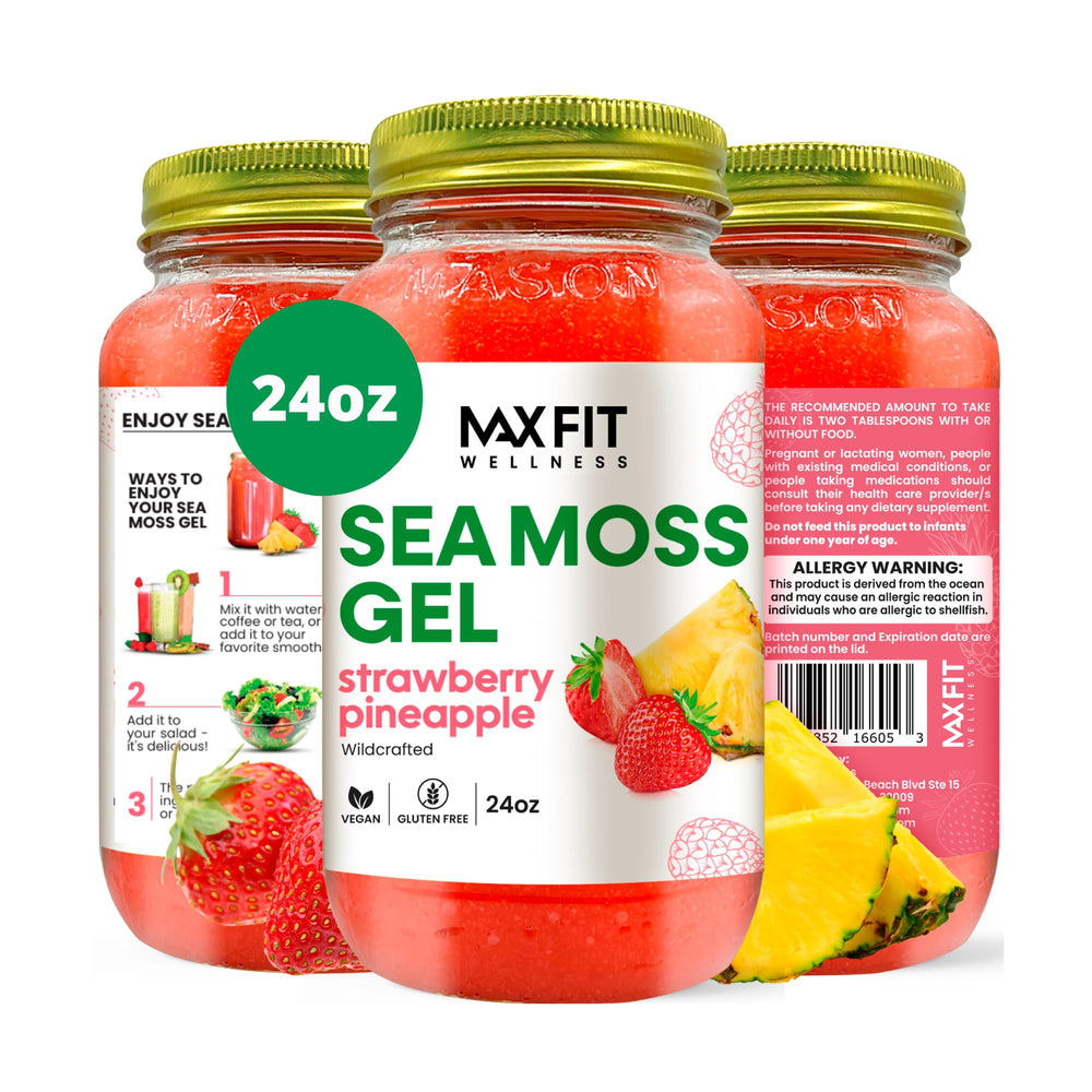 MAX FIT Sea Moss Gel 24oz bottle ready to blend into smoothies