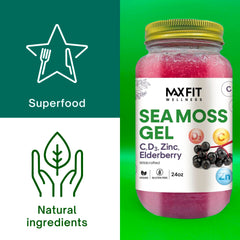 MAX FIT Sea Moss Gel 24oz container ready for kitchen shelves