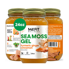 MAX FIT Sea Moss Gel Raw 24oz jar, flavorless base for smoothies and recipes.