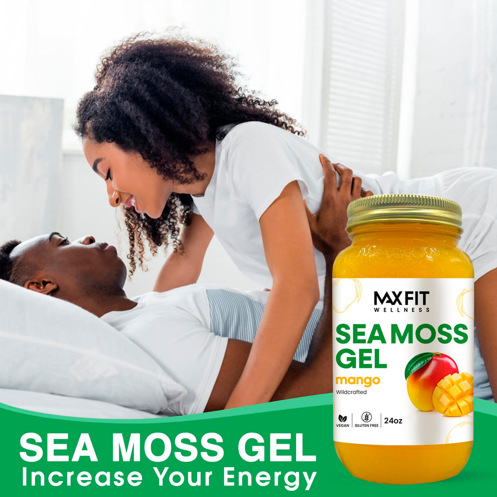 MAX FIT Sea Moss Gel close-up showing smooth texture and clean processing.