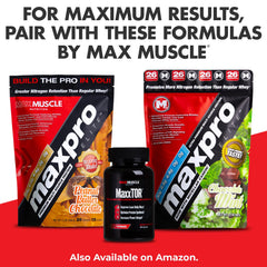 Max Muscle Arm Plus+ gym bottle setup ready-to-use recovery mix after training.
