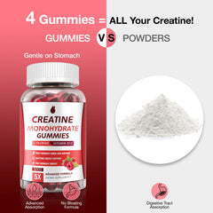 MaxHemp Creatine Gummies raspberry flavor close-up emphasizes tasty supplement.