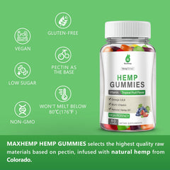 MaxHemp kid-friendly vegan gummies displayed for family use