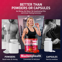 Maxhemphealth creatine gummies travel-friendly bottle for busy days