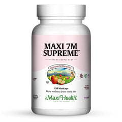Maxi Health Acidophilus bottle showing a potent probiotic blend for gut balance.