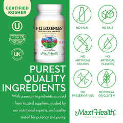 Maxi Health B12 lozenges ingredients panel shows transparency