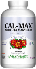 Maxi Health Calcium 1000mg with D3 and Magnesium bottle label highlights daily bone support