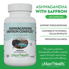 Maxi Health calm and relaxation capsules close-up on bottle