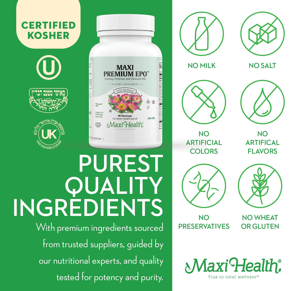 Maxi Health capsules held in hands for serving size visual