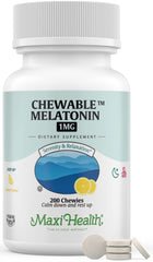 Maxi Health melatonin lemon bottle for easy nightly chews.