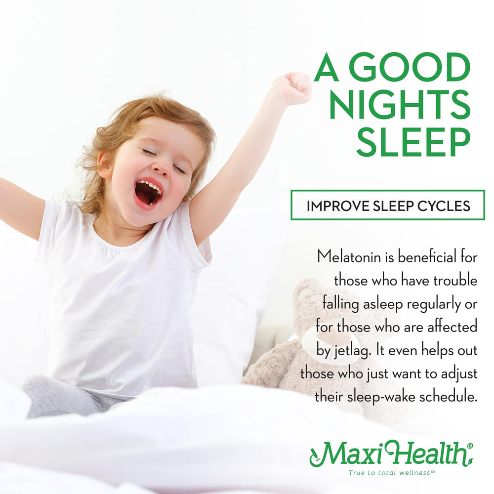 Non-GMO Maxi Health melatonin lemon ingredients listed.