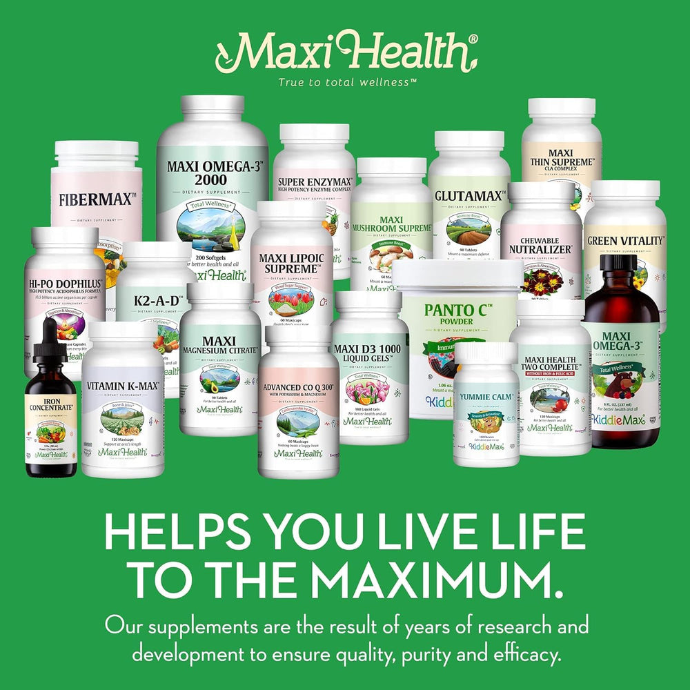 Maxi Health cherry ingredients-list showcases vitamins and minerals