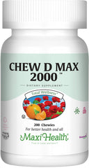 Maxi Health Vitamin D3 2000 IU bubble gum chewable tablet supports calcium absorption.