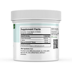 Maxi Health creatine monohydrate powder being poured for quick mix.