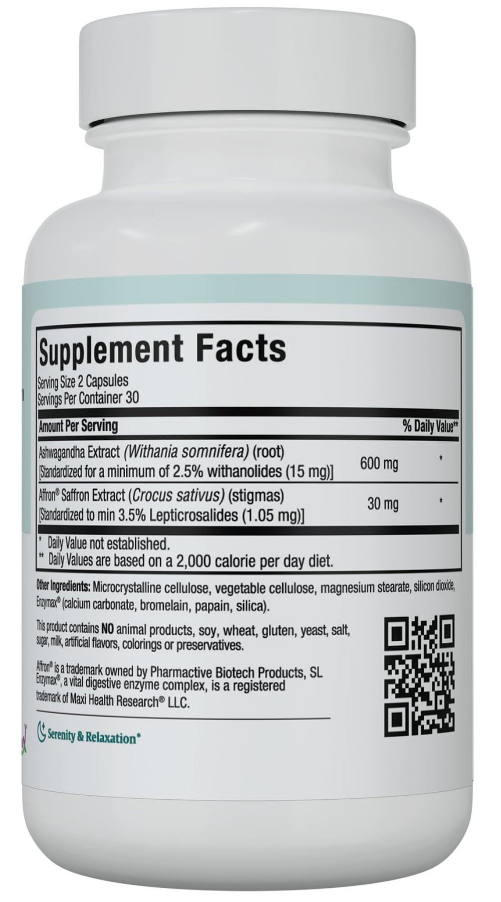 Maxi Health dual-action stress and mood supplement bottle display