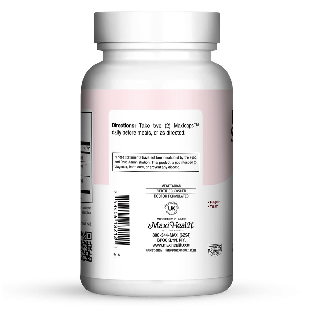 Maxi Health gas and bloating relief potential with probiotic blend.