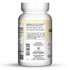 Maxi Health Green Energee capsules close-up in a bottle-ready format for daily use.
