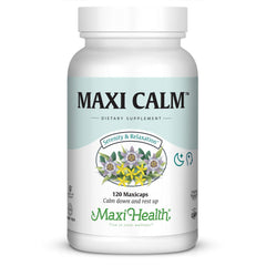 Maxi Health Maxi Kosher Calm bottle front promotes serenity and balanced mood.