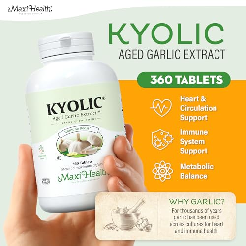Kyolic aged garlic extract bottle shows organic origin and purity