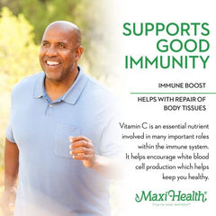 Gradual release feature on Maxi Health Max C Gram Plus packaging for steady absorption.