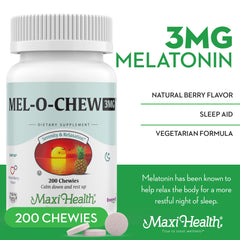 Maxi Health Mel-O-Chew tablet close-up highlighting smooth texture and flavor
