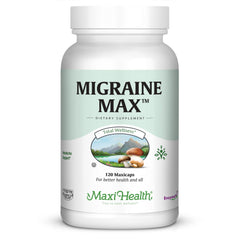 Maxi Health Migraine Max bottle front view showing natural migraine support.