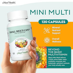 Close-up of Maxi Health Multivitamin smooth capsules for simple swallowing