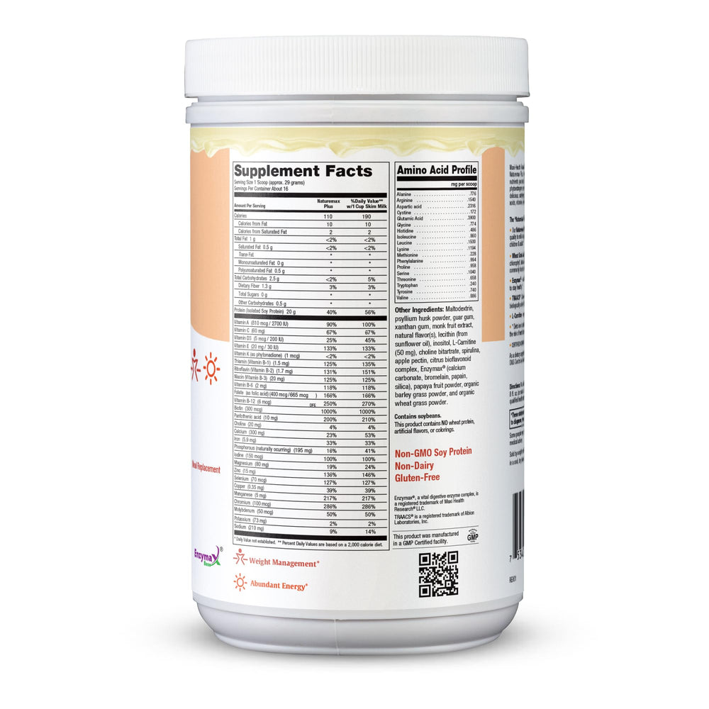 NatureMAX Plus shake being poured into a glass for a protein boost.