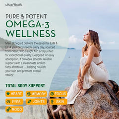 Ingredients panel on Maxi Health Omega-3 highlights kosher wild fish sources.