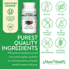 Maxi Health Omega Yums chewable texture promoting enjoyable daily intake.