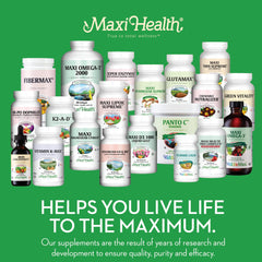 Maxi Health packaging on a store shelf emphasizing US-made quality
