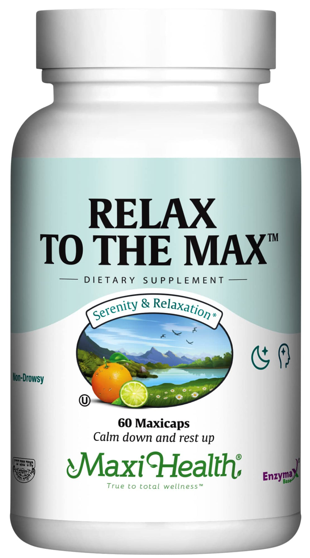 Maxi Health Relax to The Max bottle front view for calming support.