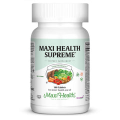 Maxi Health Supreme daily multivitamin bottle supports overall vitality
