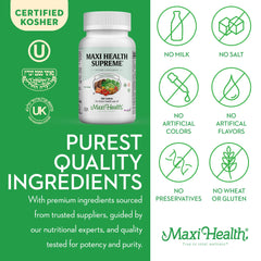 Maxi Health Supreme vegetarian formula icon on bottle