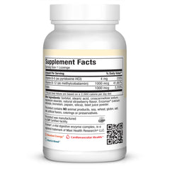 Maxi Health Triple B Lozenges strawberry label with clear nutrition details.