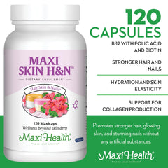 Maxi Health Vitamin A capsules on bottle for skin resilience.