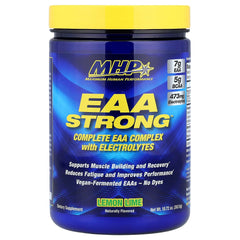 Maximum Human Performance EAA Strong bottle pour showing convenient hydration and amino support during workouts.