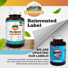 Maximum Living VitaSprout bottle with water, suggesting simple daily supplementation.