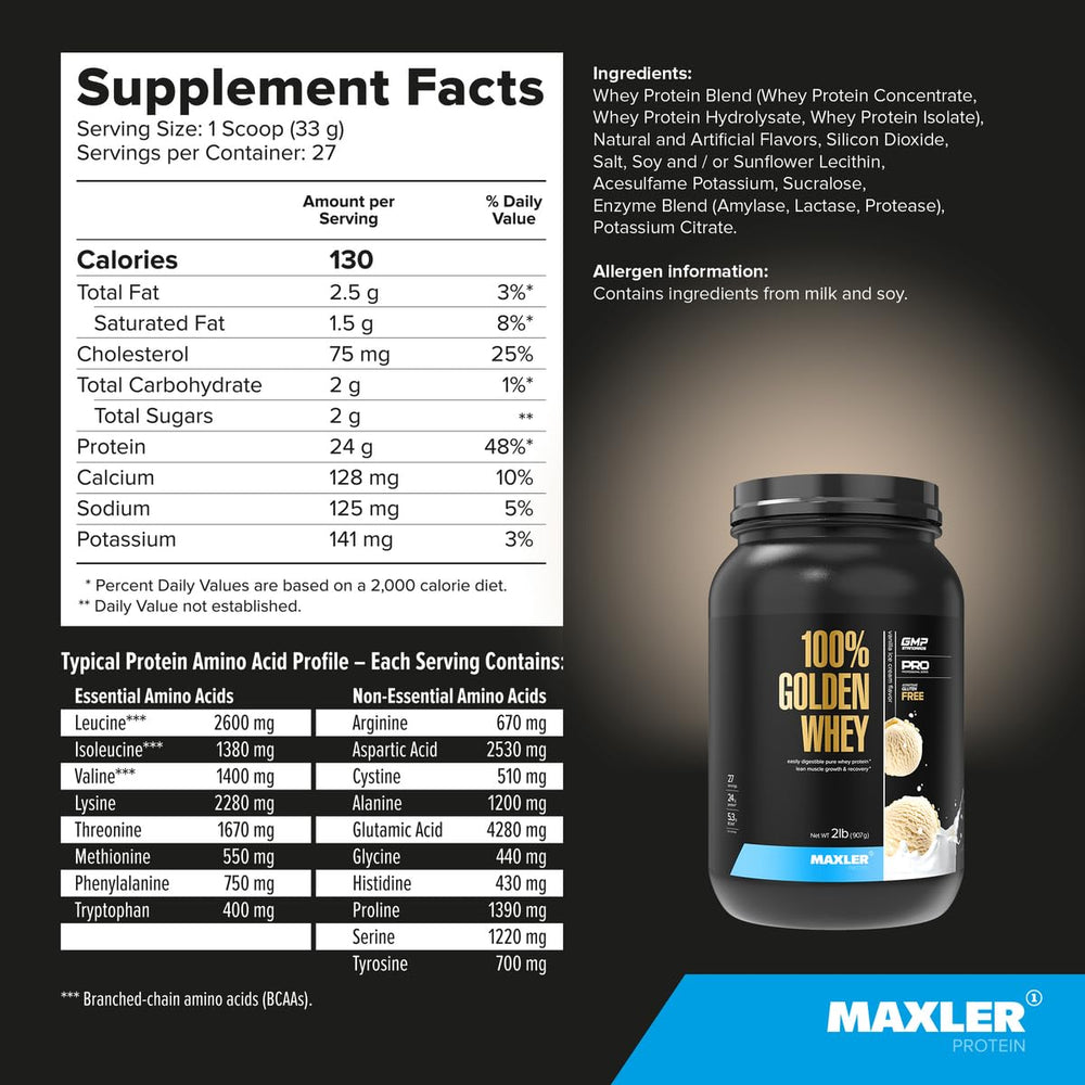 Maxler enzyme blend label—amylase, protease and lactase for digestion.
