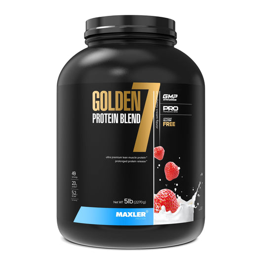 Maxler Golden 7 strawberry bottle, convenient daily protein support for workouts and recovery.