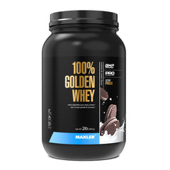 Maxler Golden Whey Cookies and Cream packaging highlights premium protein for daily fueling