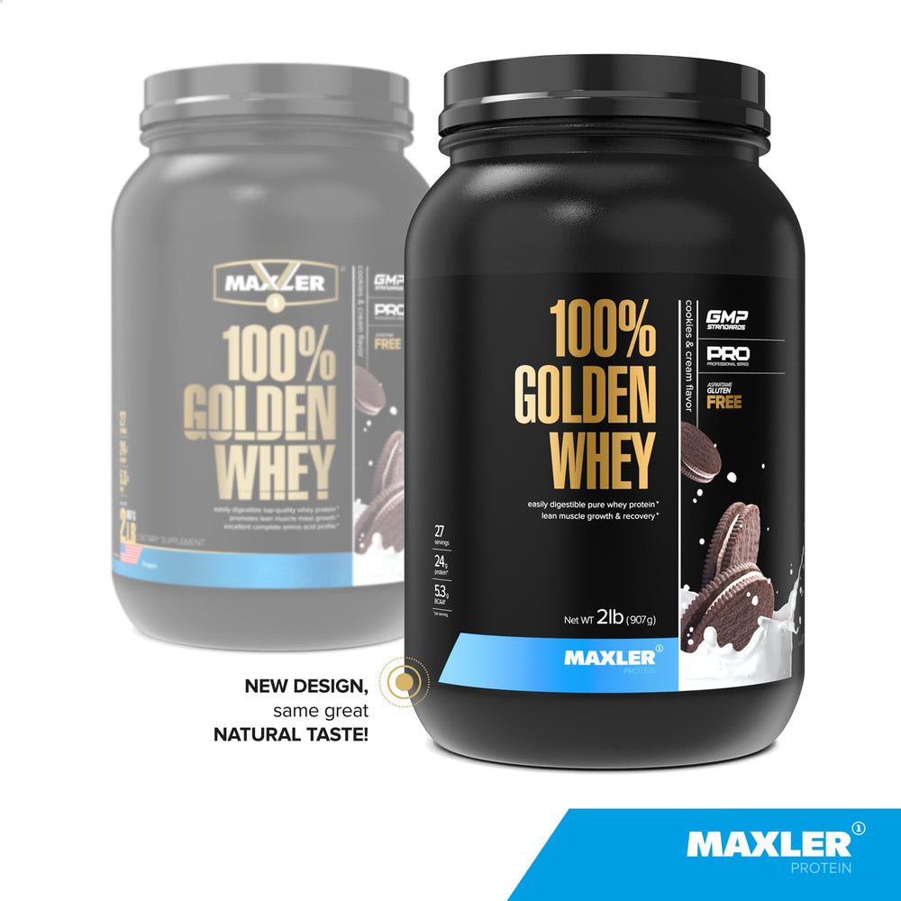 Maxler Golden Whey Cookies and Cream shaker demonstrates smooth mixing for post-workout recovery