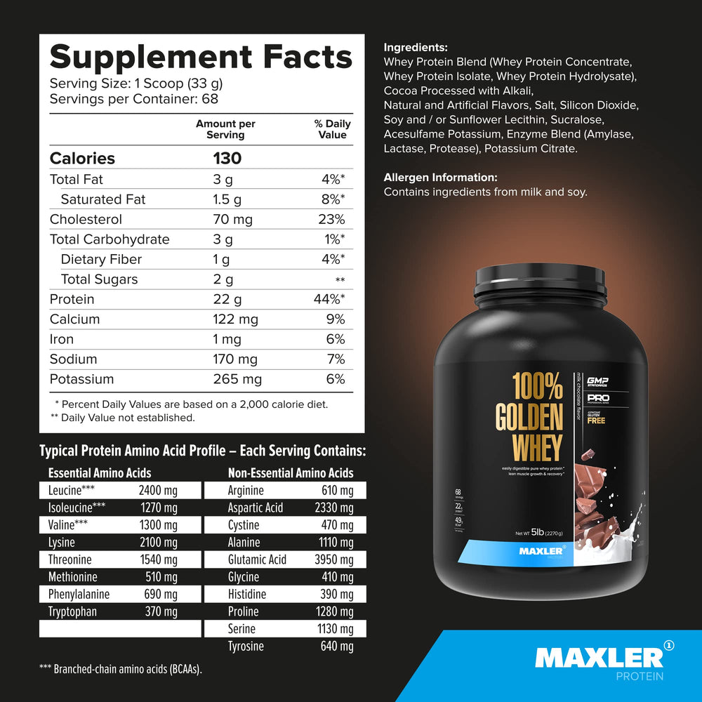 Maxler Golden Whey flavors assortment showcases tasty options.