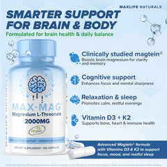 Close-up of Max-Mag capsules ready for bedtime use supporting a calm evening.