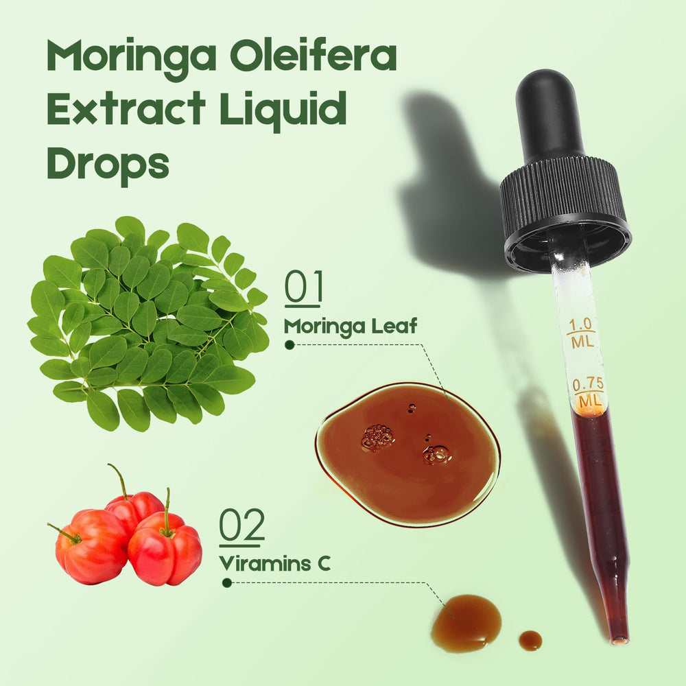 MaxuraFit Moringa Drops with Vitamin C highlighting antioxidant support.