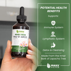 Closeup of Pau D'Arco inner bark used in Maxx Herb tincture, emphasizing quality material